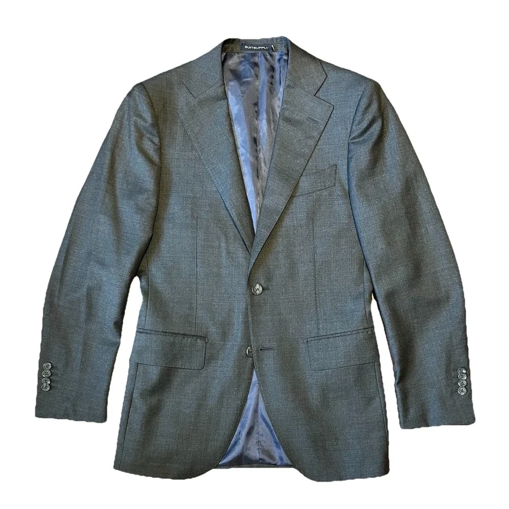 SUITSUPPLY Lazio Gray Sports Coat 34R Super‎ 110s Wool Slim Fit Blazer Jacket